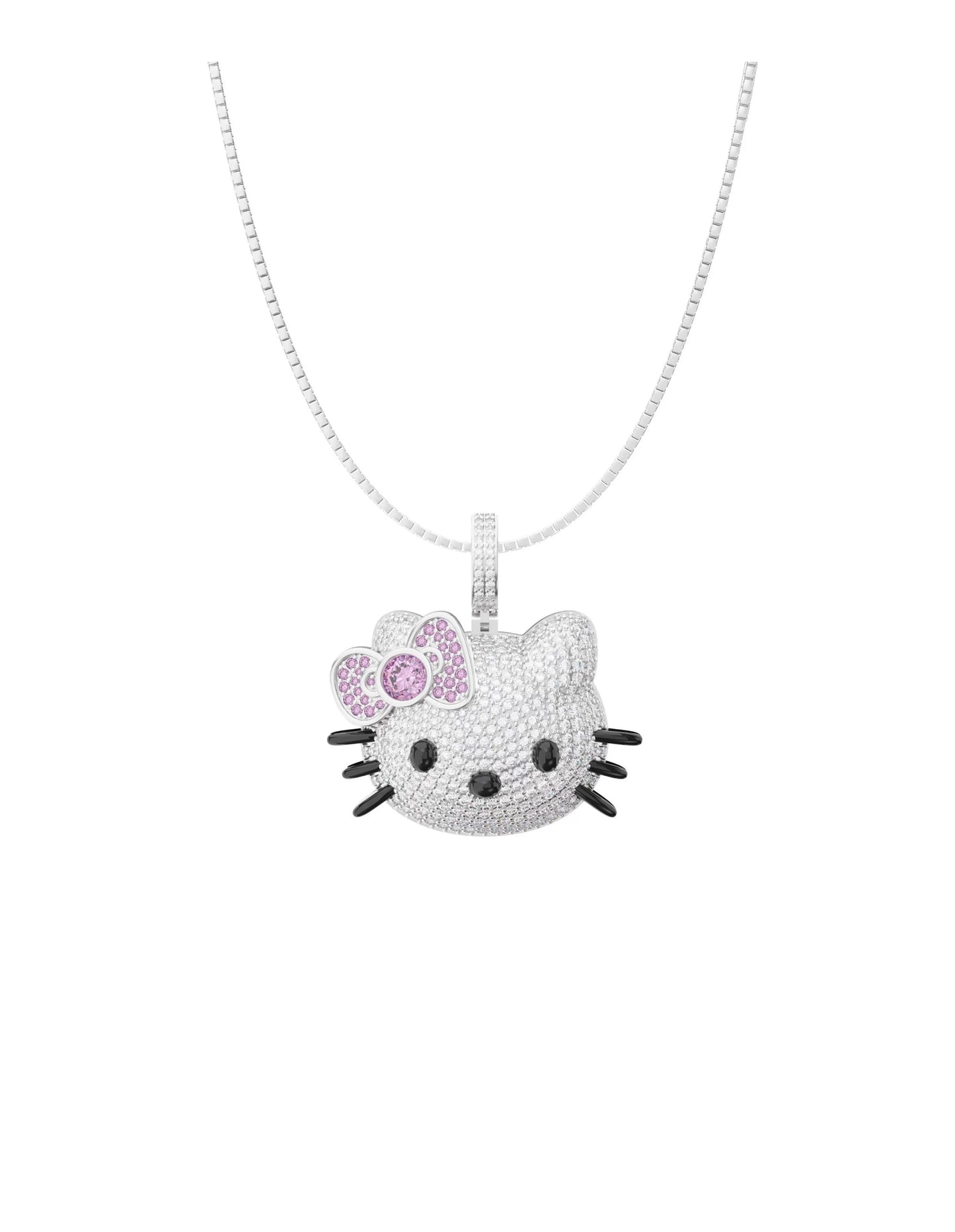 Hellokitty Sparkly Necklace Shiny Rhinestone Chunky Chain Necklace Punk Rock Style Costume Jewelry