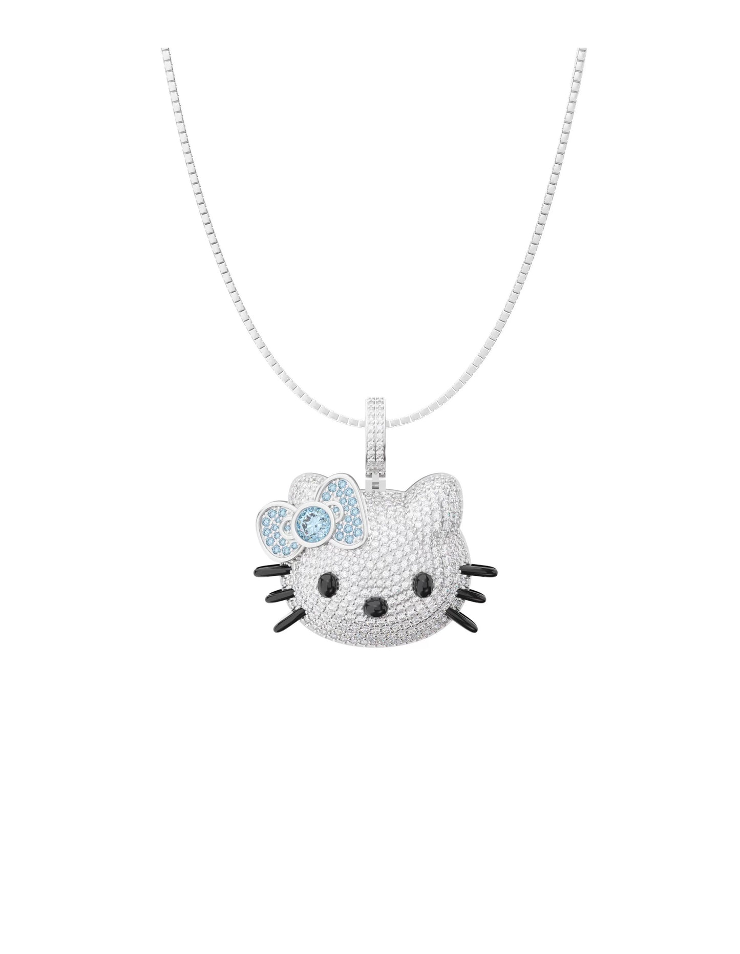 Hellokitty Sparkly Necklace Shiny Rhinestone Chunky Chain Necklace Punk Rock Style Costume Jewelry