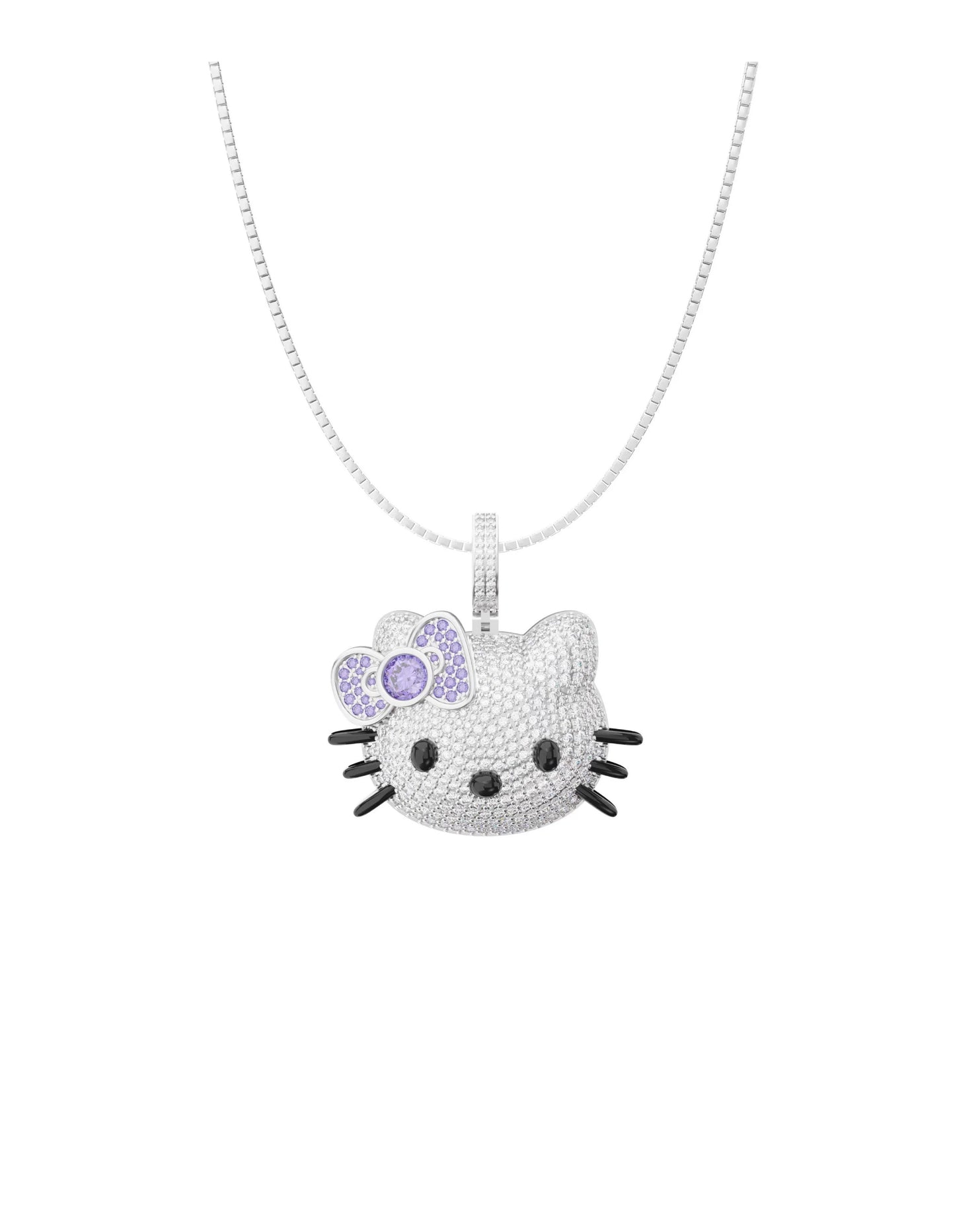 Hellokitty Sparkly Necklace Shiny Rhinestone Chunky Chain Necklace Punk Rock Style Costume Jewelry