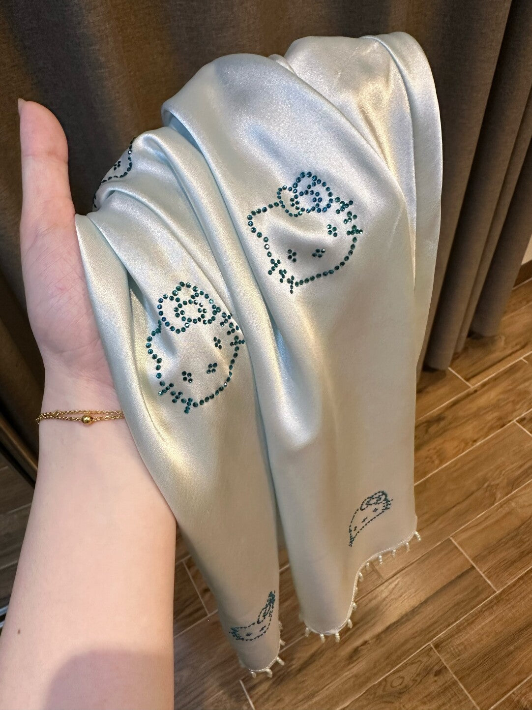 Hellokitty Champagne Silk Nightgown for Women Satin Slip Dress Nightdress