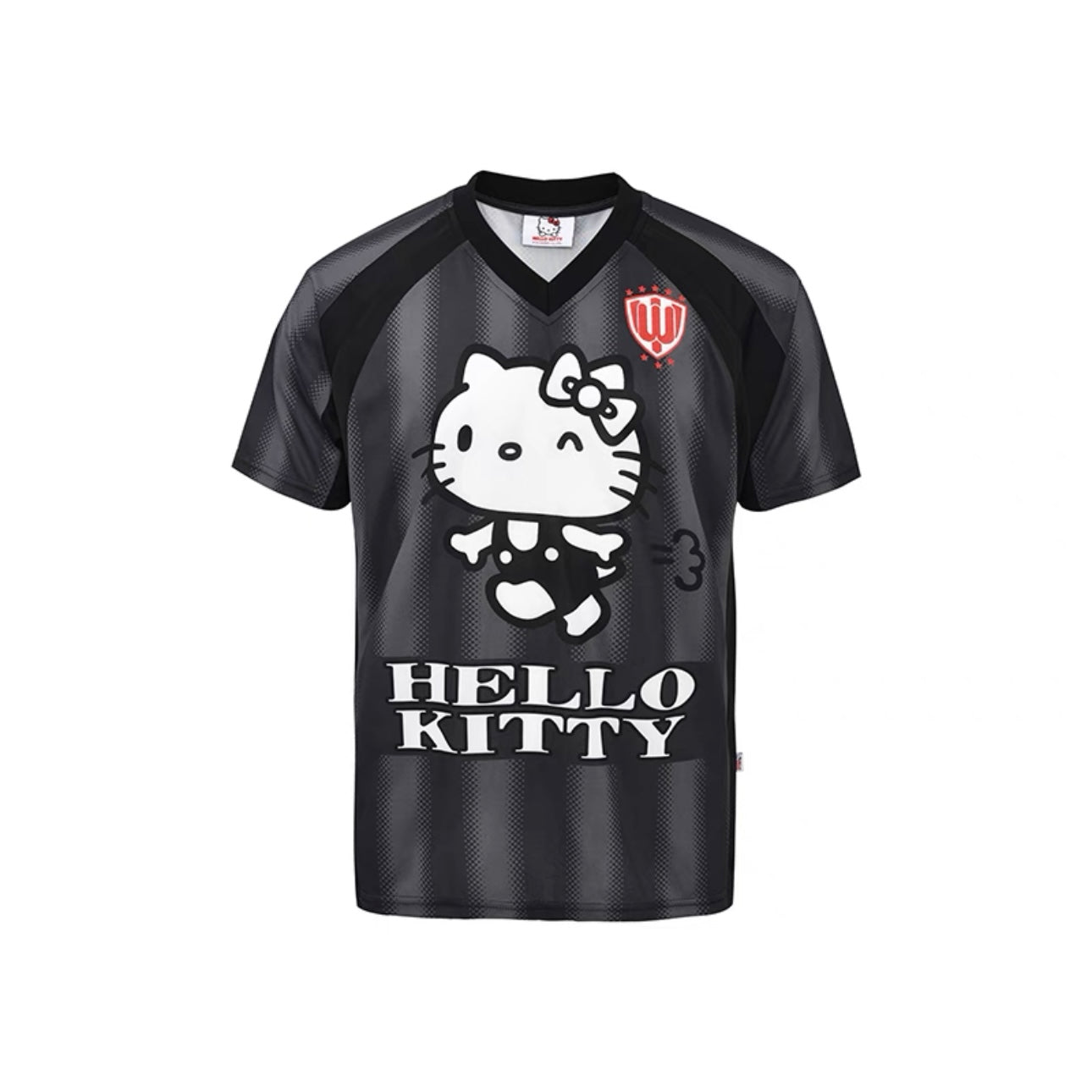 Hellokitty Striped Soccer Jersey Short Sleeve Summer Shirts