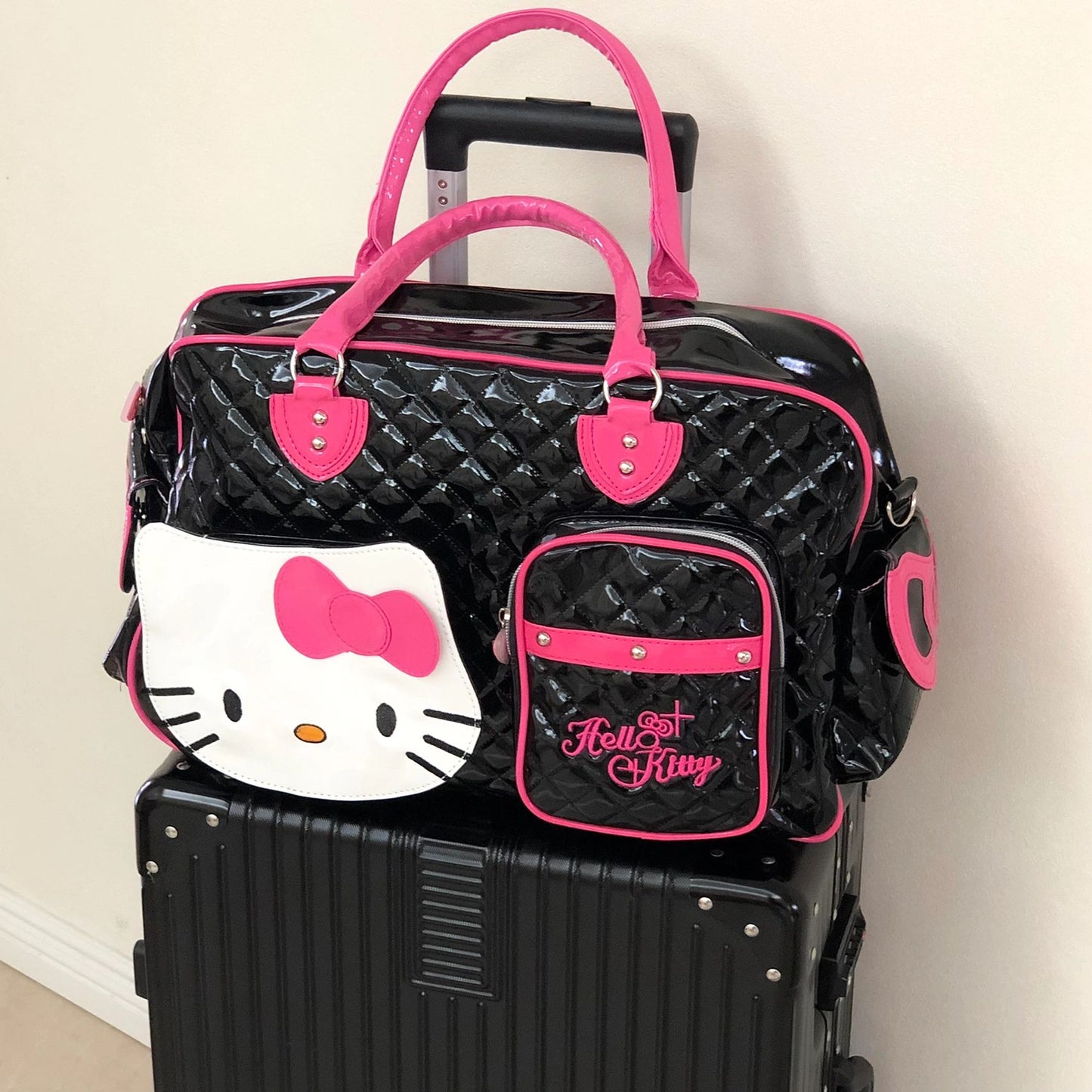 KT Weekender Bag for Women Cute PU Travel Tote Bag Gym Duffel Bag