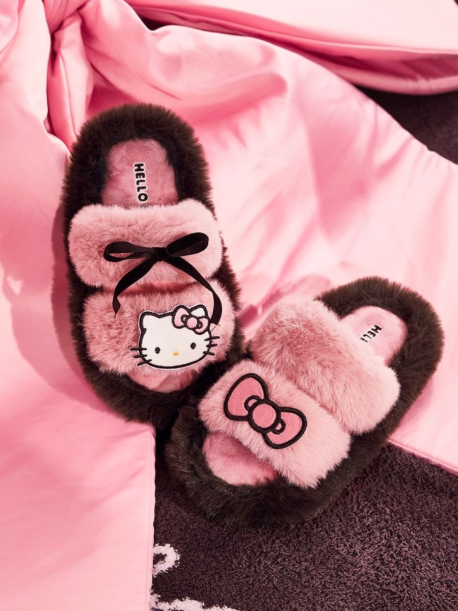 Hellokitty Fluffy Plush Slippers House Slippers Indoor Slippers for Women