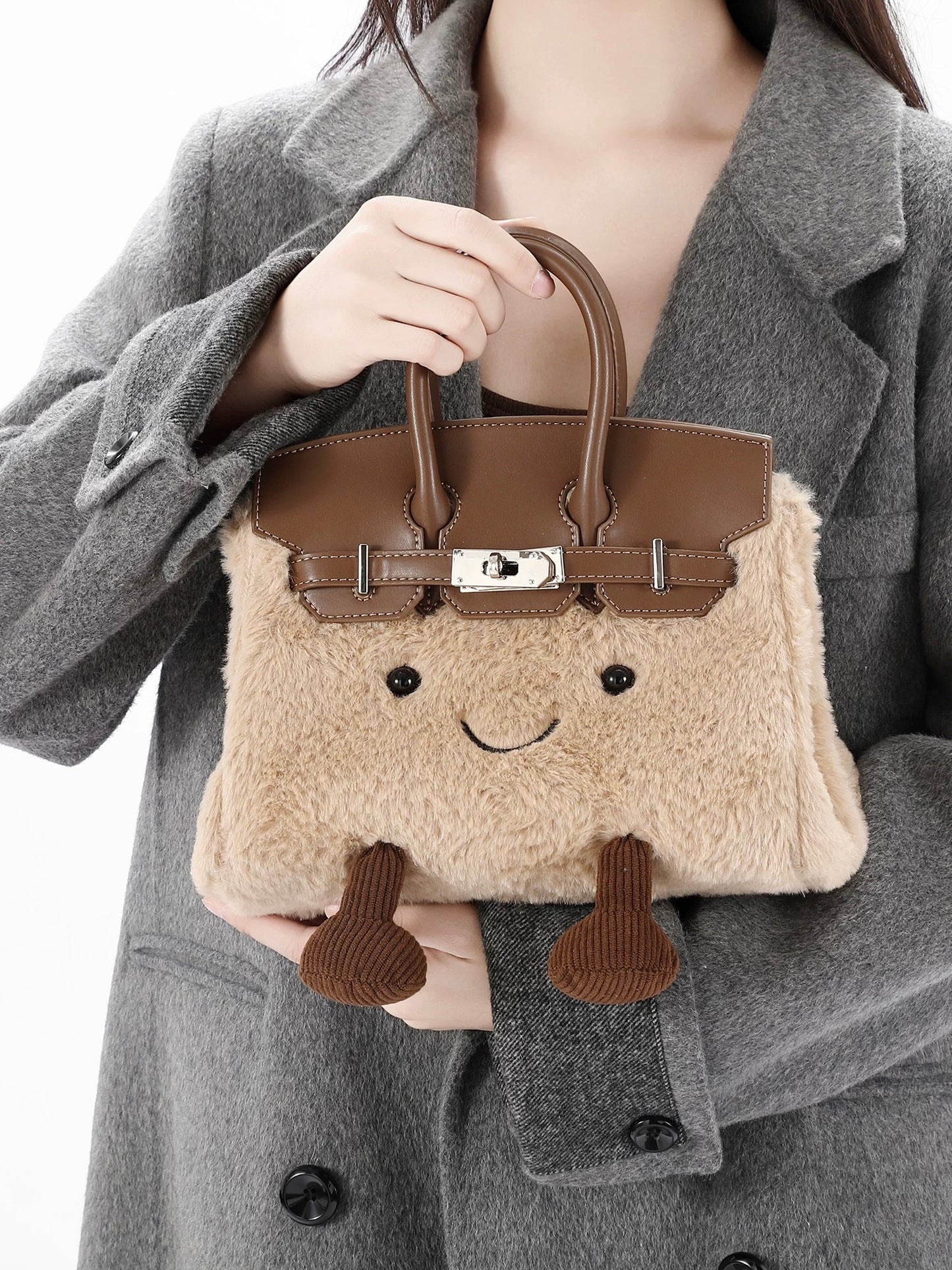 【PRE-BLACK FRIDAY DEALS】Plush Fluffy Bag Handbags Shoulder Bag Top Handle Satchel Tote Work Bag