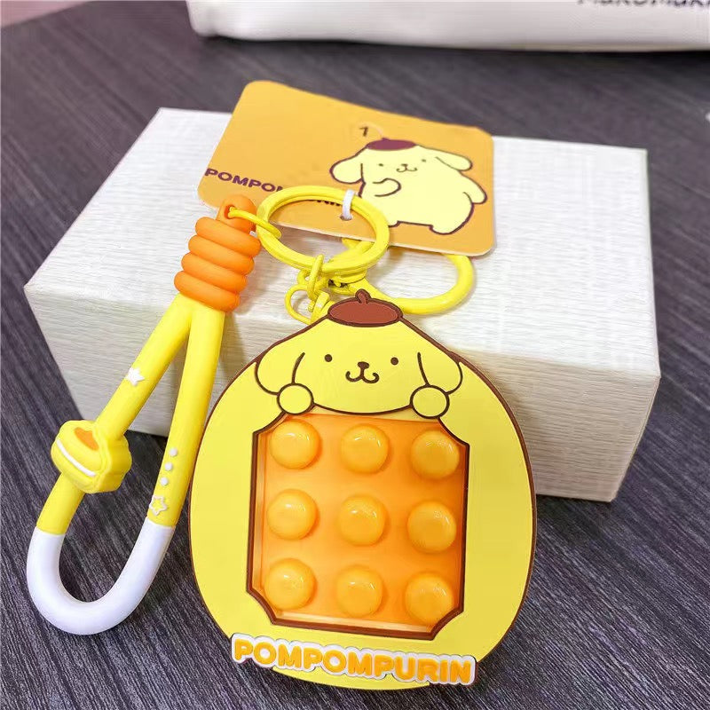 Sanrio Pop Fidget Sensory Toys keychains, Autism Special Needs Stress Relief Silicone Pressure Relieving Toys Squeeze Toys for Kids Children Adults