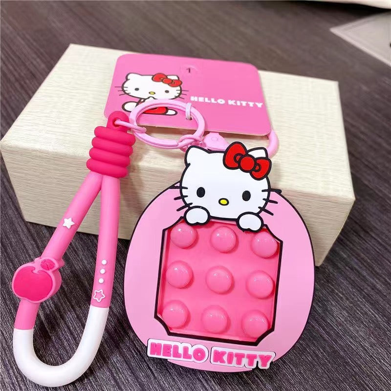 Sanrio Pop Fidget Sensory Toys keychains, Autism Special Needs Stress Relief Silicone Pressure Relieving Toys Squeeze Toys for Kids Children Adults