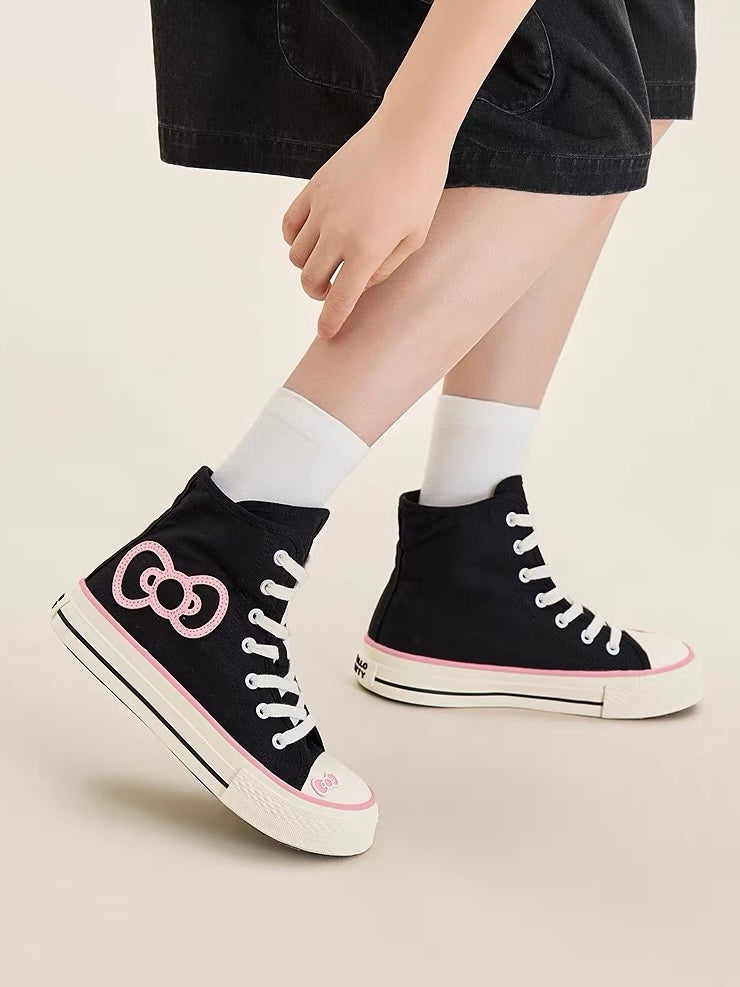 Hellokitty Foldable Hightop Canvas Tops Lace-Up Shoes