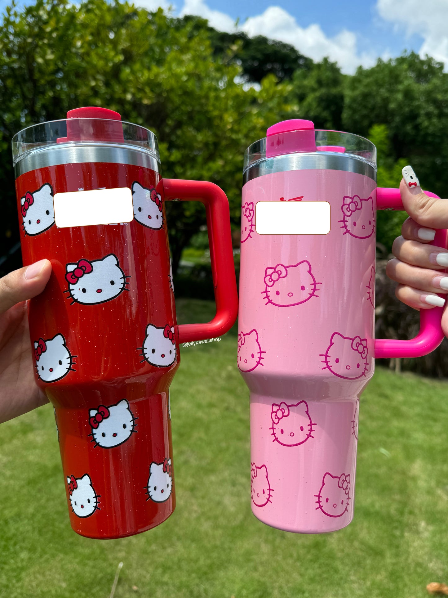 HelloKitty In-Car Insulated Cup 1200 ml Tumbler with Handle , Stainless Steel Insulated Cup with Lid Gym Water Bottle Cupholder Friendly Women Travel Mug