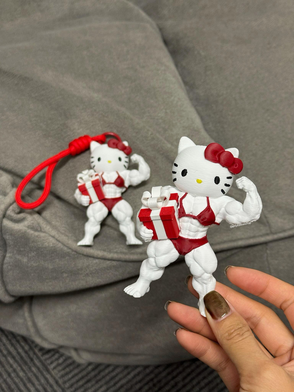 Hellokitty Muscle Christmas Gifts Fitness 3D Printed Bag Charm