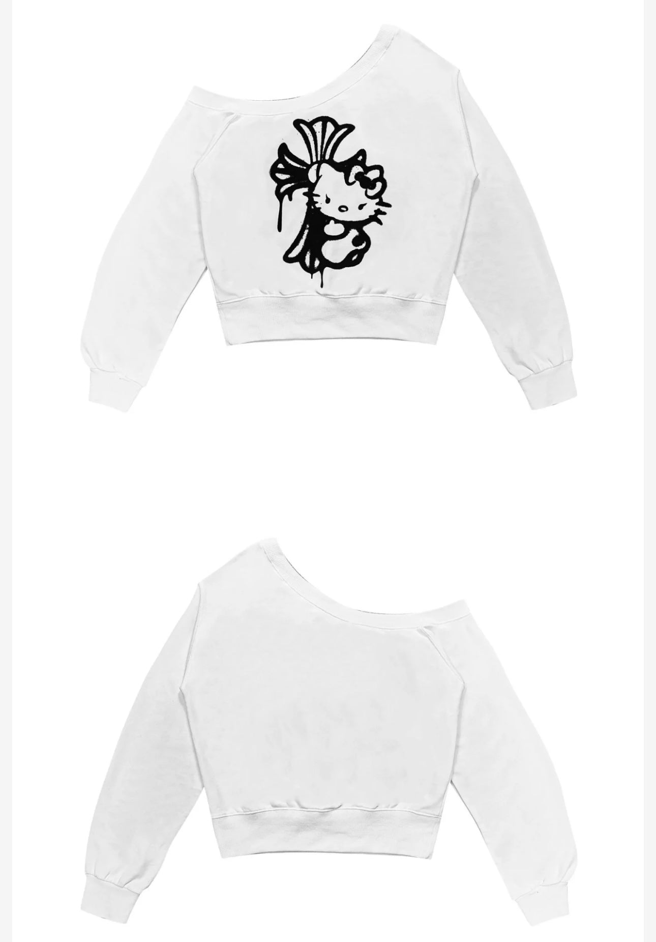 Hellokitty Off The Shoulder Tops Long Sleeve Shirts Fashion Casual  Sweaters Pullover Tops