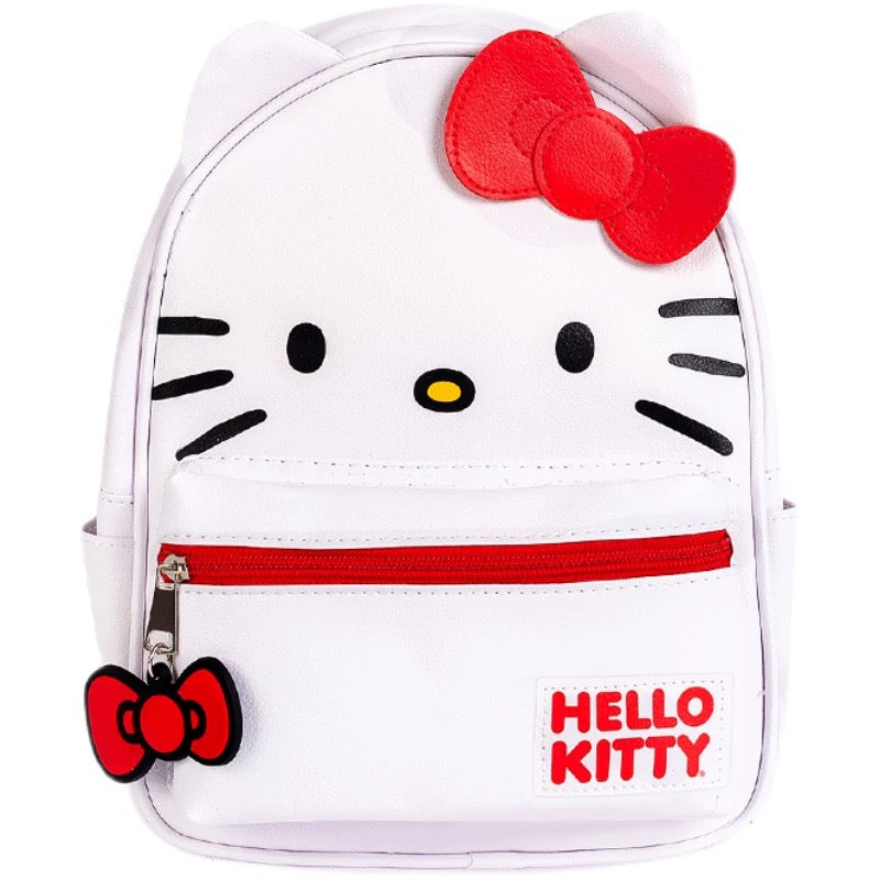 Hello Kitty Signature Bow Face and 3D Ear Design Faux Leather Mini Backpack