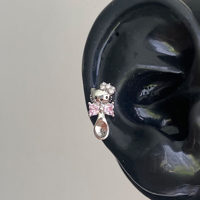 Hellokitty Earrings Rhinestone Cute Titanium earrings