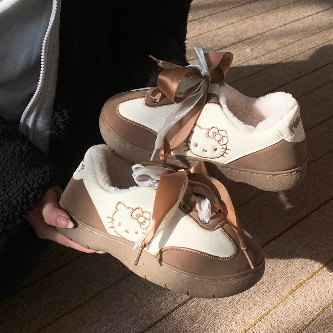 Hellokitty Cute Sneakers Ribbon Shoe Laces Casual Fashion Comfortable Classic Fall Shoes