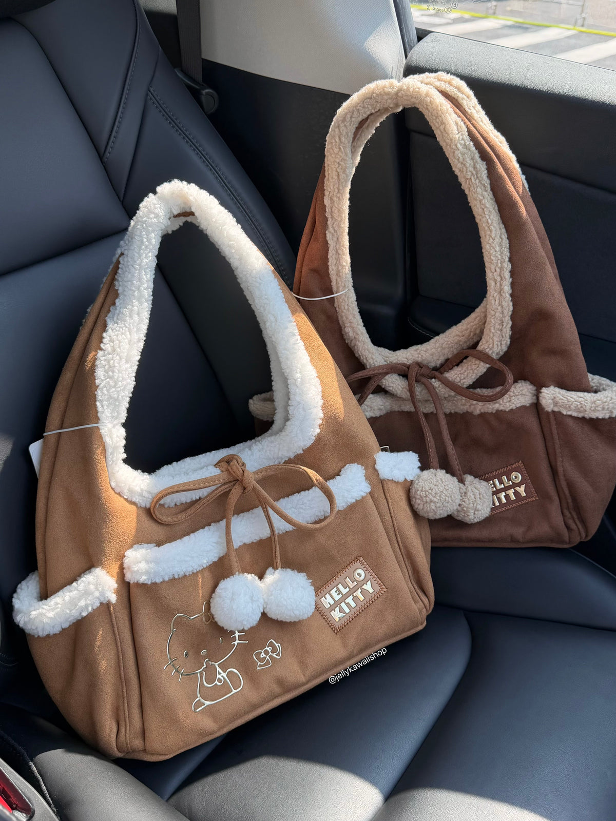 Hello Kitty Fuzzy Trim Tote Bag Shoulder Bag