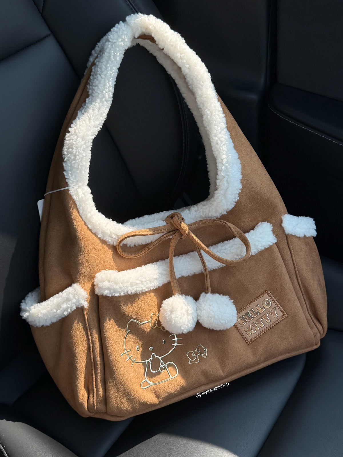Hello Kitty Fuzzy Trim Tote Bag Shoulder Bag