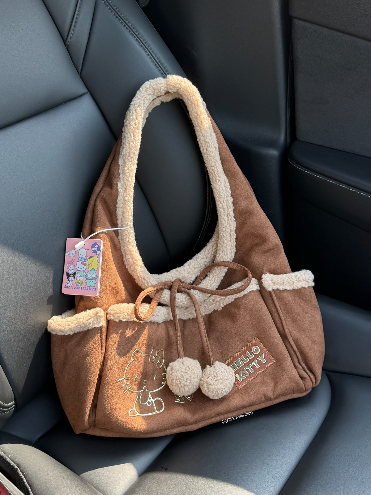 Hello Kitty Fuzzy Trim Tote Bag Shoulder Bag