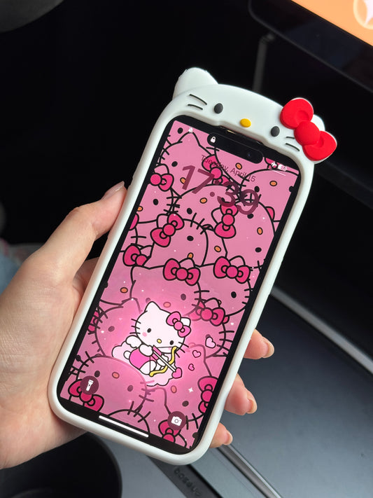 Hellokitty Shape White Silicone Cute Kawaii Phone Case