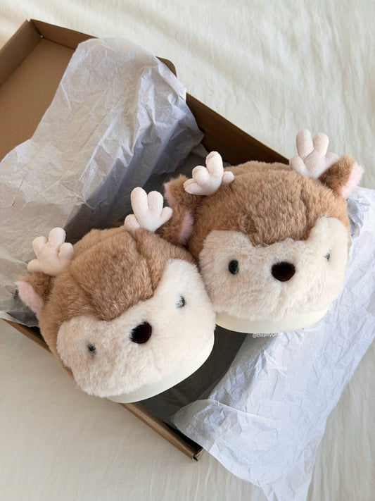 Reindeer Fuzzy Slippers Non-slip Shoes