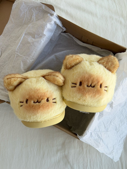 Girly Cute Cat Fuzzy Slippers Non-slip Shoes