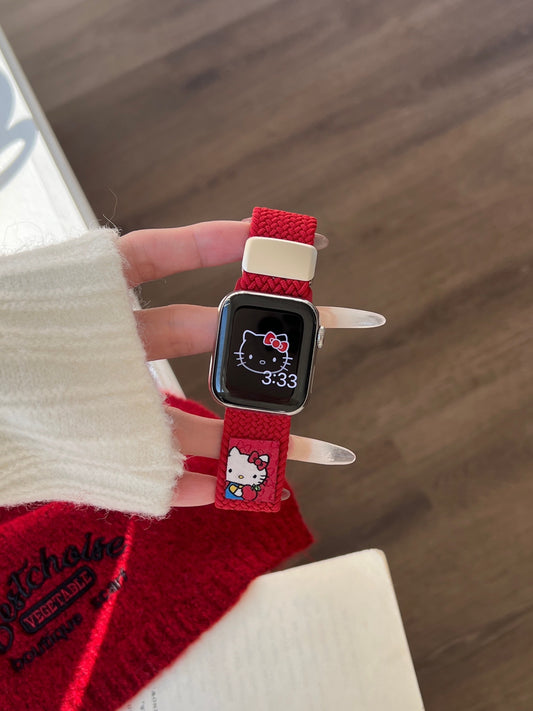 Hellokitty Red Nylon Magnetic Apple Watch Band Strap Bands Bracelet Wristband for iWatch Series