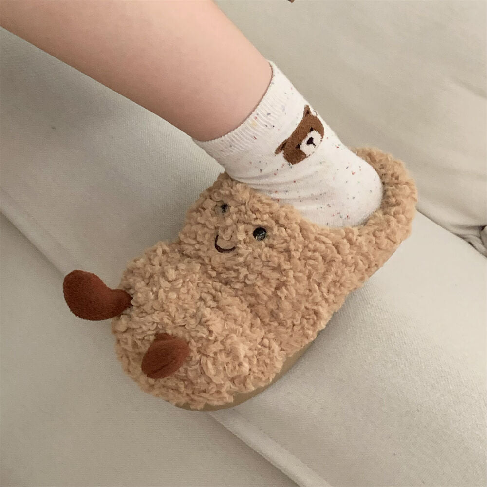 Peanut Jellycat Fuzzy Scuff Slippers Soft Comfy Memory Foam Non-slip Indoor House Shoes