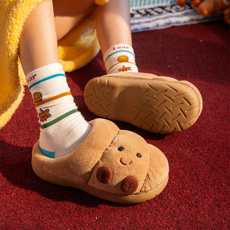 Croissant Jellycat Fuzzy Scuff Slippers Soft Comfy Memory Foam Non-slip Indoor House Shoes