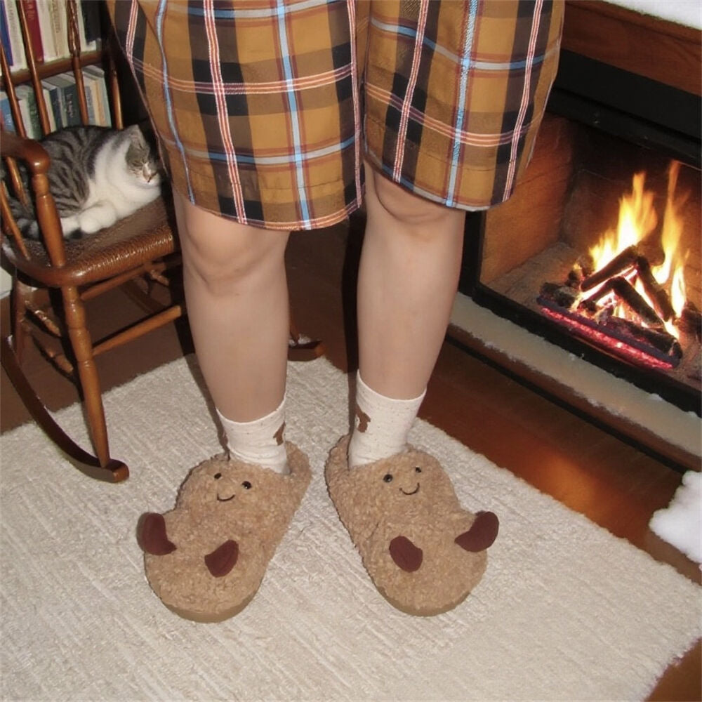 Peanut Jellycat Fuzzy Scuff Slippers Soft Comfy Memory Foam Non-slip Indoor House Shoes