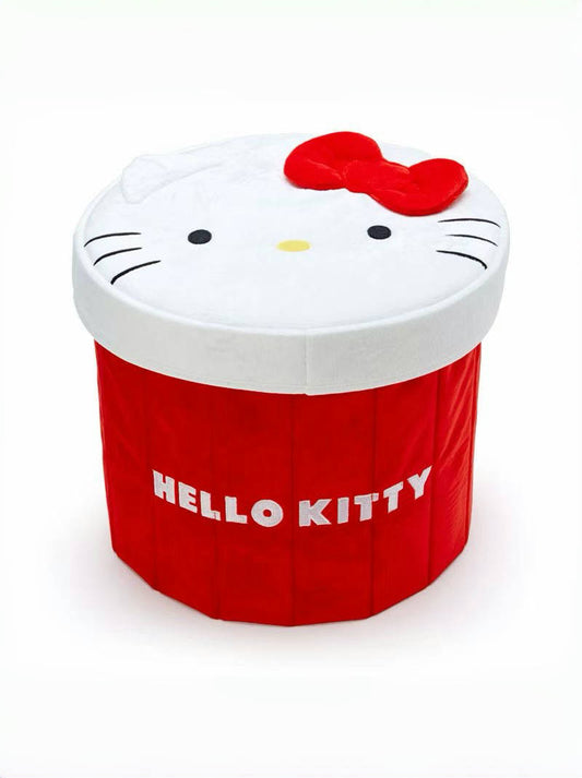 Sanrio Kawaii Collapsible Storage Bin Cute Cylindrical Storage Box Foldable Baskets Kawaii Office Desk Organizer Cute Room Decor