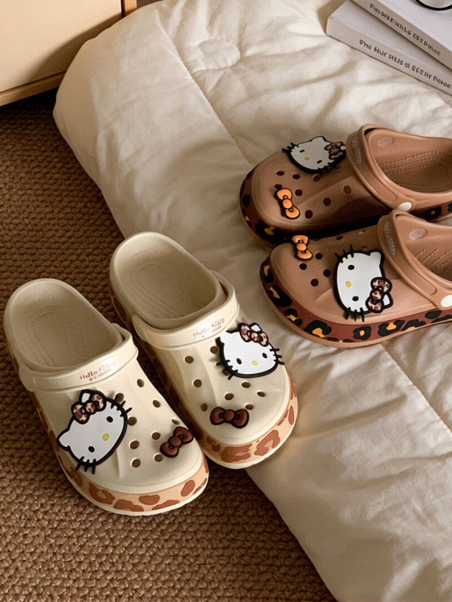 Hello Kitty Leopard-print Clogs Slip on Water Casual Sandal Shoes