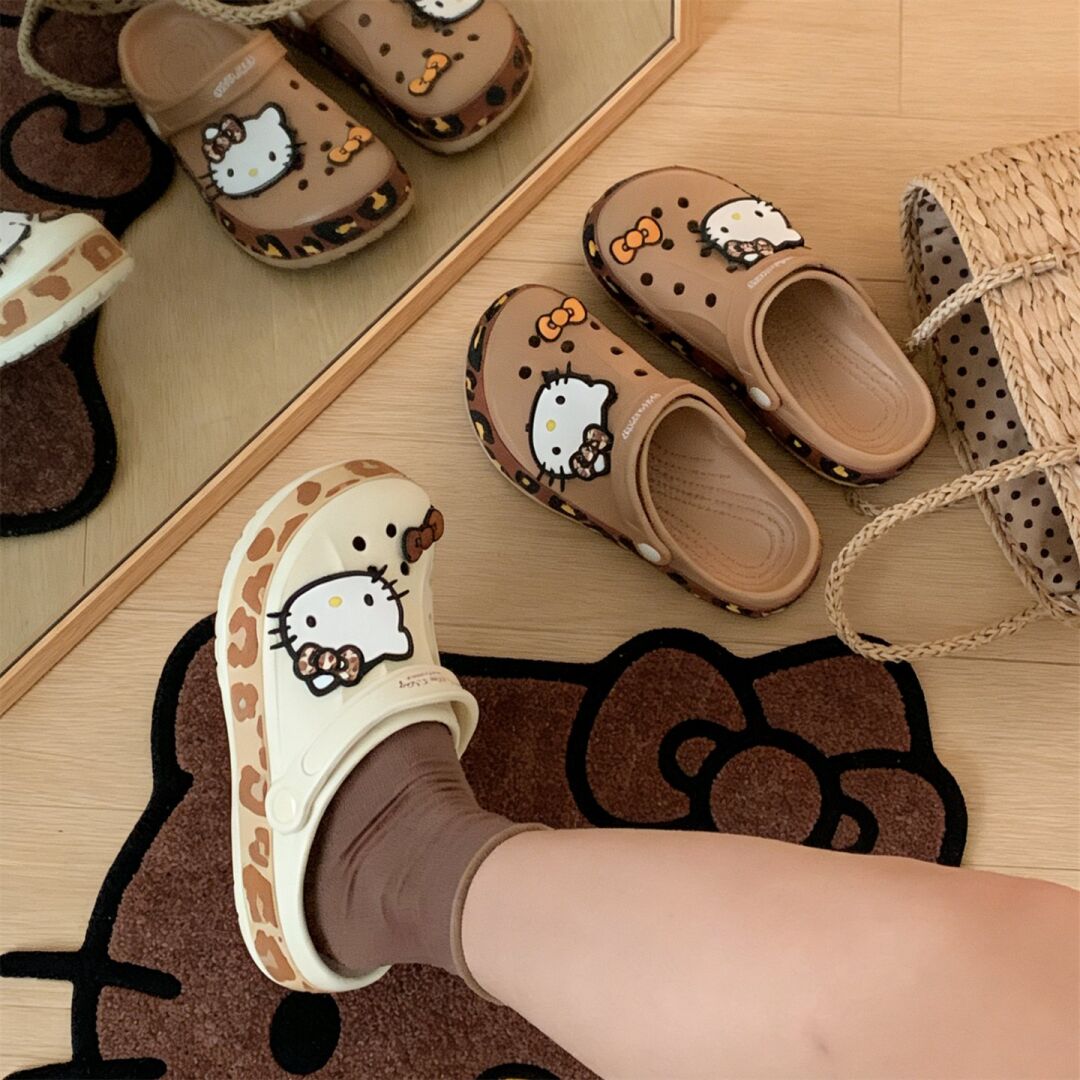 Hello Kitty Leopard-print Clogs Slip on Water Casual Sandal Shoes