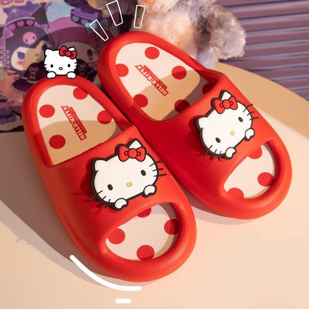 Hello Kitty Red polka dot thick bottom Slip on Water Shoes Casual Summer for Girls